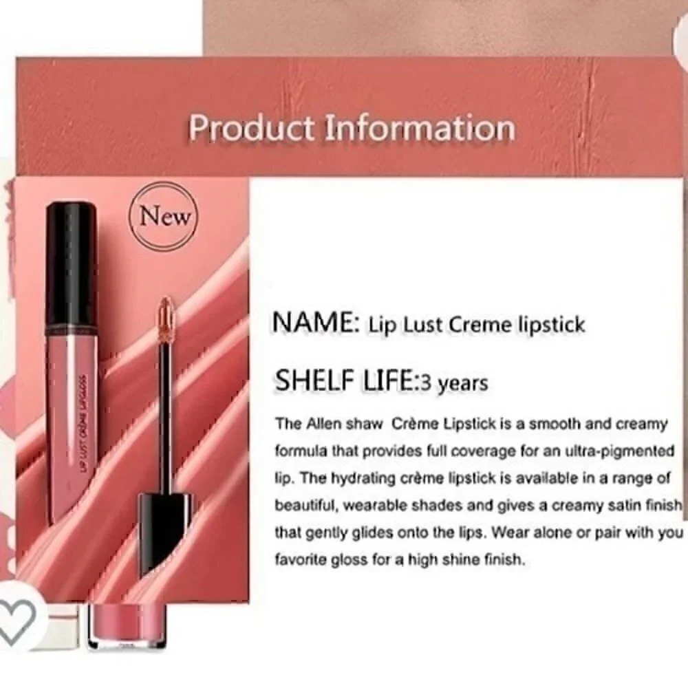 JKMXBX Allen Shaw Lip Lust Creme Lip Gloss Waterproof Long Lasting Lip Gloss #2